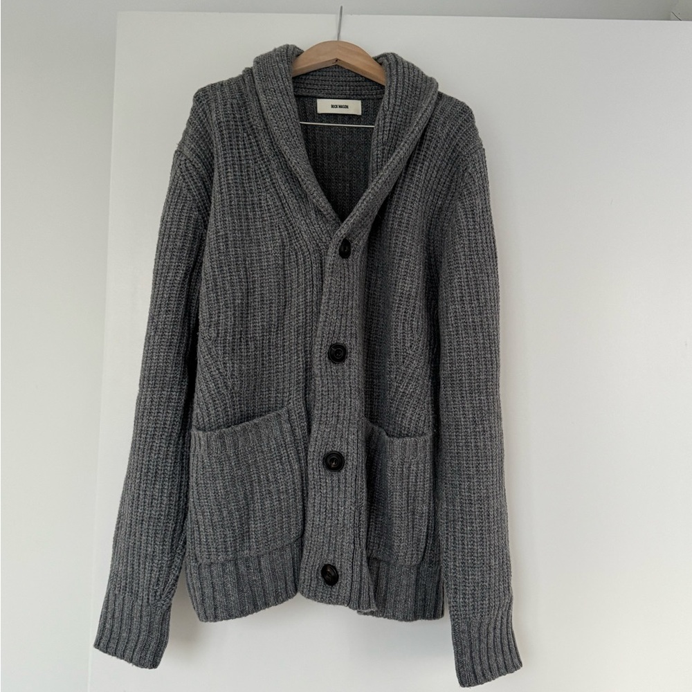 Buck Mason gray wool cardigan